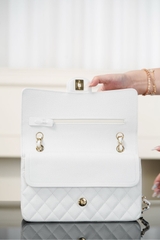 Chanel Classic Flap Bag Genuine Leather Large Grain Platinum Medium