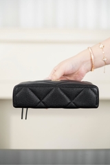 Chanel 25k Large Diamond Pattern Cowhide LP Box Bag Black Gold