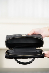 Chanel 25k Large Diamond Pattern Cowhide LP Box Bag Black Gold