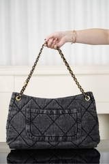 Chanel 25k Hobo Shopping Bag Black Denim
