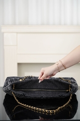 Chanel 25k Hobo Shopping Bag Black Denim