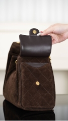 Chanel 25k Brown Suede Drawstring Bucket Bag