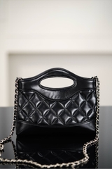Chanel 25P 31Bag Nano Black Gold Leather