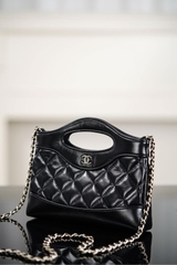 Chanel 25P 31Bag Nano Black Gold Leather