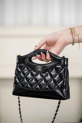 Chanel 25P 31Bag Nano Black Gold Leather