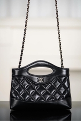 Chanel 25P 31Bag Nano Black Gold Leather