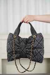 Chanel 25K Butterfly Bow Handbag - Black Denim Medium Size