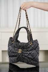 Chanel 25K Butterfly Bow Handbag - Black Denim Medium Size