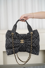 Chanel 25K Butterfly Bow Handbag - Black Denim Medium Size