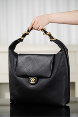 Chanel 25k Hobo Bag Classic Black Gold