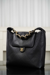 Chanel 25k Hobo Bag Classic Black Gold