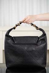 Chanel 25k Hobo Bag Classic Black Gold