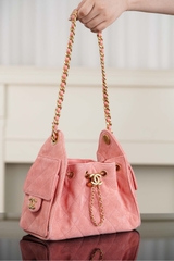 Chanel 26C Series Mini Bag 25cm Suede Pink