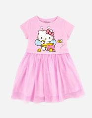 Váy bé gái tay ngắn Hello Kitty phối lưới