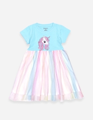 Váy bé gái tay ngắn phối lưới Unicorn