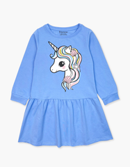 Váy bé gái mùa thu tay dài Kỳ Lân Unicorn