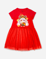 Váy bé gái Babythree Bomines, đầm Tết bé gái