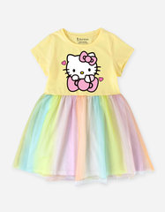 Váy bé gái phối lưới Hello Kitty Bomines