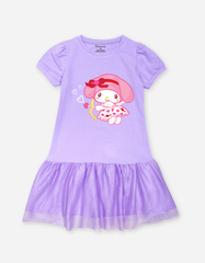 Váy Tết bé gái hoạt hình My Melody Bomines, Đầm phối lưới tay phồng cho bé gái từ 3-12t 12-36kg DTPMELCUNG