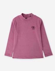 Áo tay dài bé gái cổ lọ zip cotton dáng body