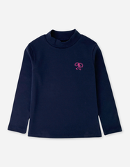 Áo tay dài bé gái cổ lọ zip cotton dáng body