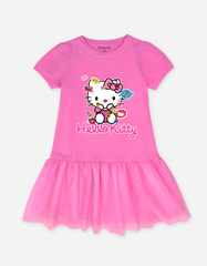 Váy bé gái tay phồng phối lưới Hello Kitty