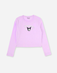 Áo tay dài bé gái Kuromi Melody Bomines, áo giữ nhiệt dáng croptop