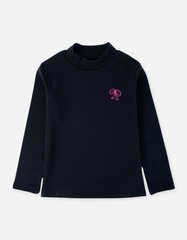 Áo tay dài bé gái cổ lọ zip cotton dáng body