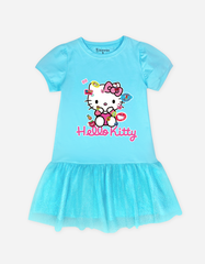 Váy bé gái tay phồng phối lưới Hello Kitty