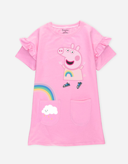 Váy bé gái tay ngắn Peppa Pig dáng suông