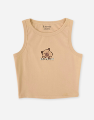 Áo bé gái croptop sát nách Labubu Capybara Kuromi