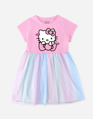 Váy bé gái phối lưới Hello Kitty Bomines