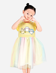 Váy bé gái Chiikawa Bomines, Đầm phối lưới cầu vồng