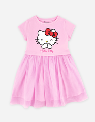 Váy bé gái tay ngắn Hello Kitty phối lưới