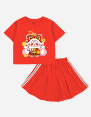 Set váy bé gái BabyThree Bomines, Bộ áo chân váy Tết dễ thương