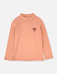 Áo tay dài bé gái cổ lọ zip cotton dáng body