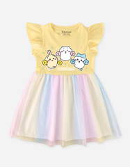 Váy bé gái Chiikawa Bomines, Đầm phối lưới cầu vồng