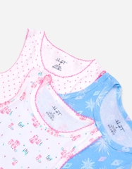 Set 3 áo sát nách bé gái thun cotton nhiều họa tiết
