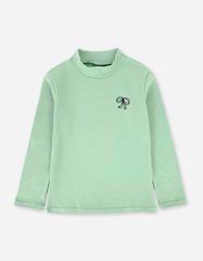 Áo tay dài bé gái cổ lọ zip cotton dáng body