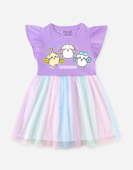 Váy bé gái Chiikawa Bomines, Đầm phối lưới cầu vồng