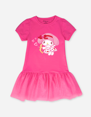 Váy Tết bé gái hoạt hình My Melody Bomines, Đầm phối lưới tay phồng cho bé gái từ 3-12t 12-36kg DTPMELCUNG