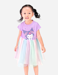 Váy bé gái phối lưới cầu vồng Kuromi