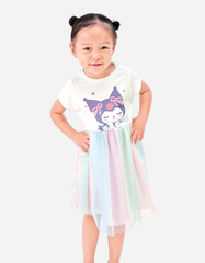 Váy bé gái phối lưới cầu vồng Kuromi