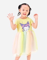 Váy bé gái phối lưới cầu vồng Kuromi