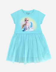 Váy bé gái tay ngắn Elsa phối lưới