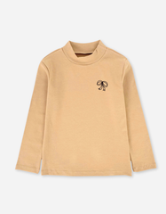 Áo tay dài bé gái cổ lọ zip cotton dáng body