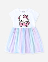 Váy bé gái phối lưới Hello Kitty Bomines