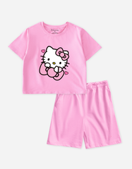 Đồ bộ short Kuromi Hello Kitty Bomines thun cotton 2 chiều