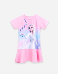 Váy bé gái tay ngắn in 3D công chúa Elsa mây