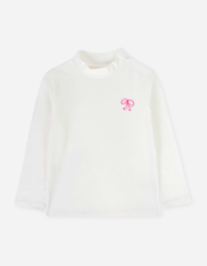 Áo tay dài bé gái cổ lọ zip cotton dáng body